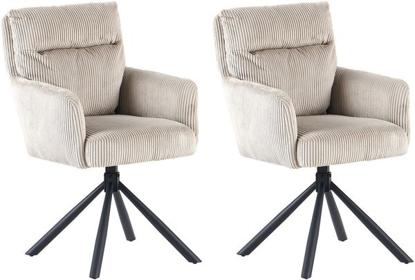 OTTO home Esszimmerstuhl Justin (Set, 2 St), gemütlicher Sessel mit Taschenfederkern, 360 Grad drehbar, Grob - Cord