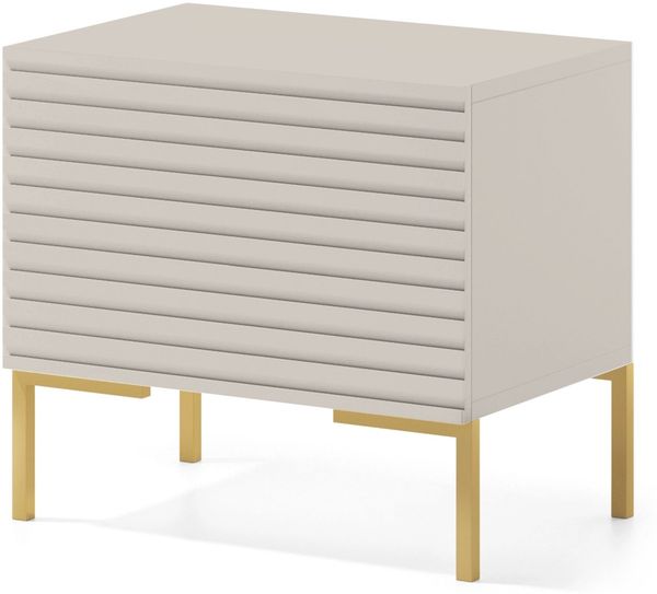Selsey 'Lammelo' Nachttisch Greige mit goldenen Beinen 44 x 46 x 32 cm