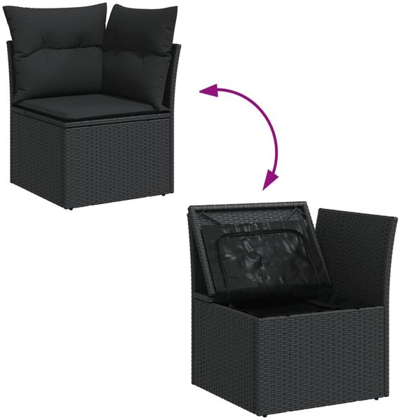vidaXL 5-tlg. Garten-Sofagarnitur mit Kissen Schwarz Poly Rattan 3255922 Bild 10