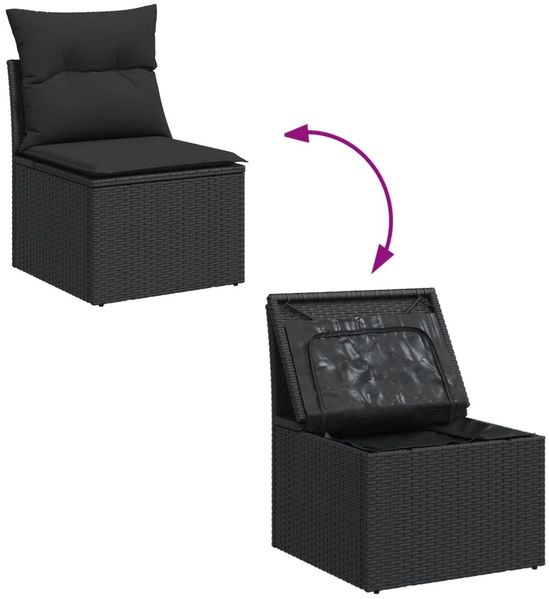 vidaXL 5-tlg. Garten-Sofagarnitur mit Kissen Schwarz Poly Rattan 3255922 Bild 9