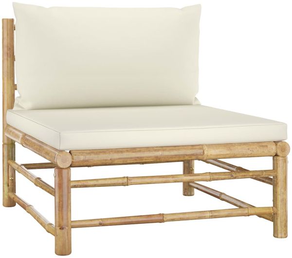 vidaXL 3-tlg. Garten-Lounge-Set mit Cremeweißen Kissen Bambus 3058203 Bild 5