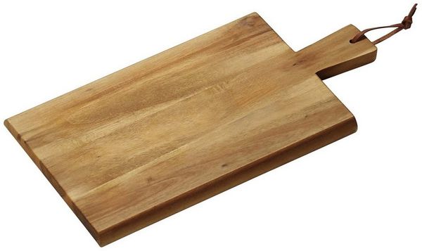 5 Stück Servierbrett mit Tragegriff - Akazienholz - 35 x 18cm