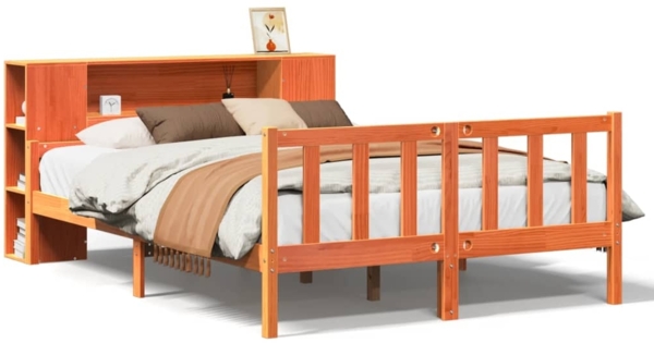 vidaXL Massivholzbett ohne Matratze Wachsbraun 160x200 cm Massivholz 3322102