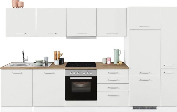 KOCHSTATION Küchenzeile KS-Visby, mit E-Geräten, Breite 330 cm für Kühlschrank