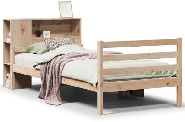 vidaXL Massivholzbett mit Regal ohne Matratze 90x200 cm Kiefer 3322217