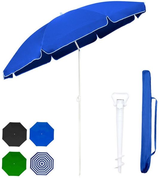 Sekey Sonnenschirm Ø 160 cm Rund Strandschirm Balkonschirm mit Tragetasch und Bodenhülse, LxB: 160x160 cm, 3-in-1 Sonnenschirm, Neigungswinkel und Höhe verstellbar,für Garten