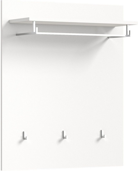 xonox. home Garderobe Solero X7WA9621 Wandgarderobe Garderobenpaneel in Weiß Nachbildung und weiß Hochglanz tiefzieh, ca. B/H/T: 80 x 96 x 25 cm