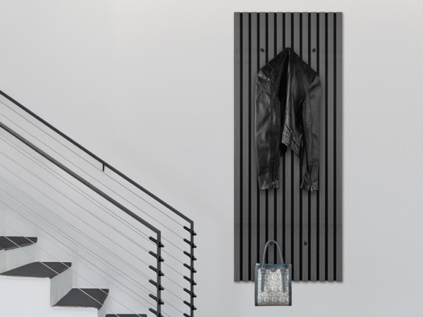 Akustikpaneel Garderobe GWEN in Eiche-Schwarz, Höhe 125cm