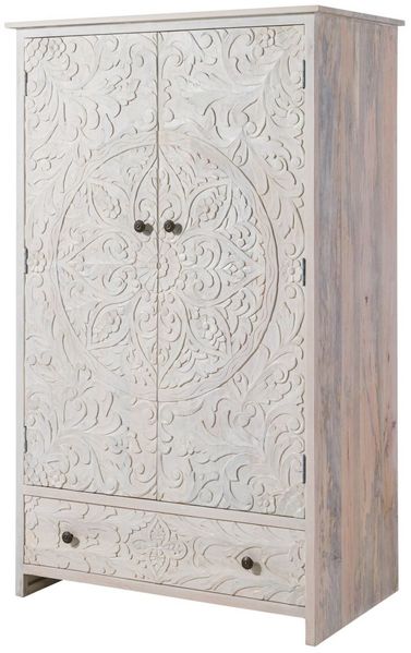 Kleiderschrank Mango 108x64x180 weiß geölt KASHMIR #106
