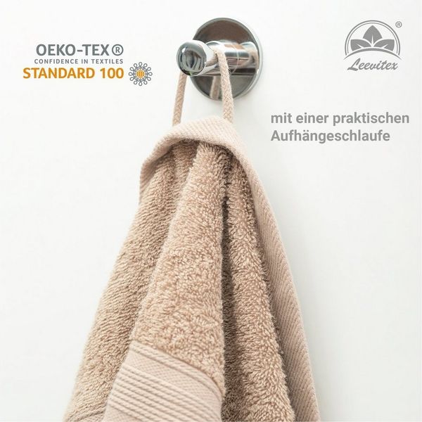 leevitex® Saunatuch Frottee XXL, (2-St), 80 x 200 cm, extra groß & saugfähig, Sand/Cappuccino Bild 3