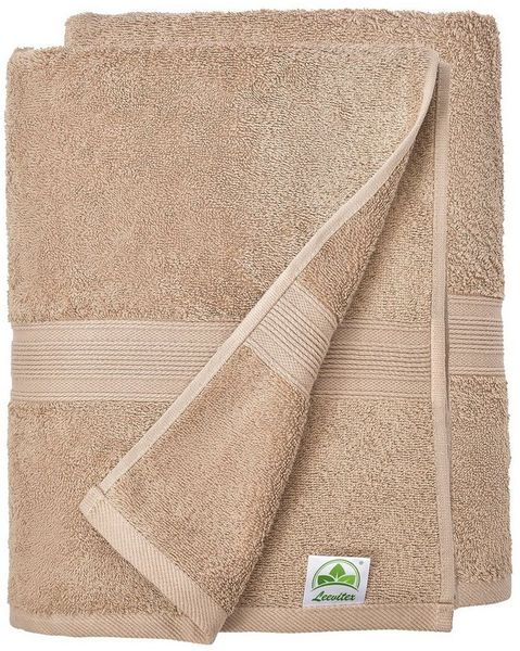 leevitex® Saunatuch Frottee XXL, (2-St), 80 x 200 cm, extra groß & saugfähig, Sand/Cappuccino Bild 2
