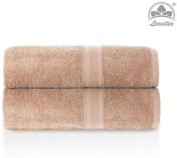 leevitex® Saunatuch Frottee XXL, (2-St), 80 x 200 cm, extra groß & saugfähig, Sand/Cappuccino Bild 4