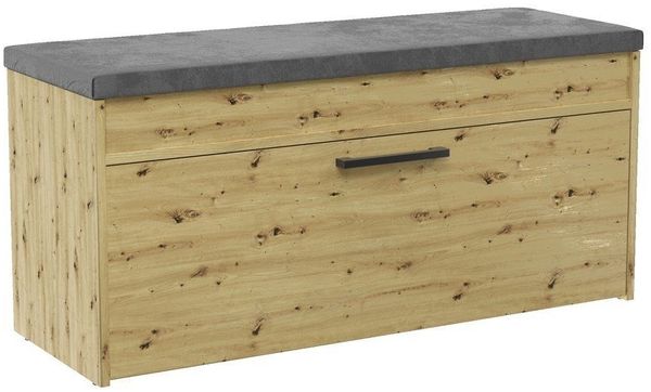 ibonto SCHUHBANK HANDWERKLICHE EICHE mit Gepolstertem Sitz (H 49 x T 30 x B 96 cm)