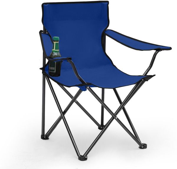Sunula Campingstuhl Faltbar Anglerstuhl Ultraleicht Faltstuhl mit Armlehnen, mit Getränkehalter, mit Tragetasche, bis max. 100 kg, Blau