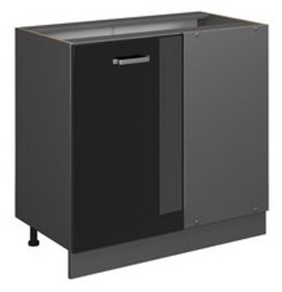 Eckunterschrank R-Line Schwarz Hochglanz 86 cm ohne Arbeitsplatte Vicco Bild 6