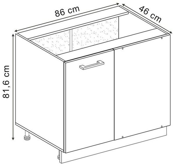 Eckunterschrank R-Line Schwarz Hochglanz 86 cm ohne Arbeitsplatte Vicco Bild 2