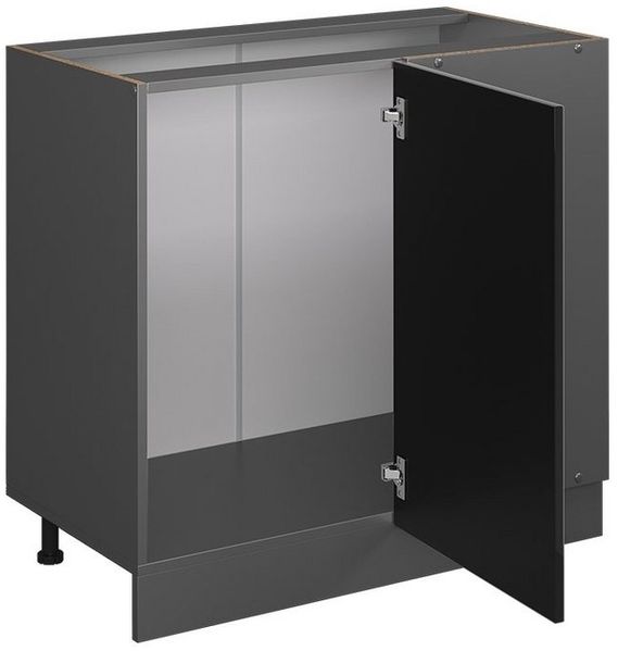 Eckunterschrank R-Line Schwarz Hochglanz 86 cm ohne Arbeitsplatte Vicco Bild 3