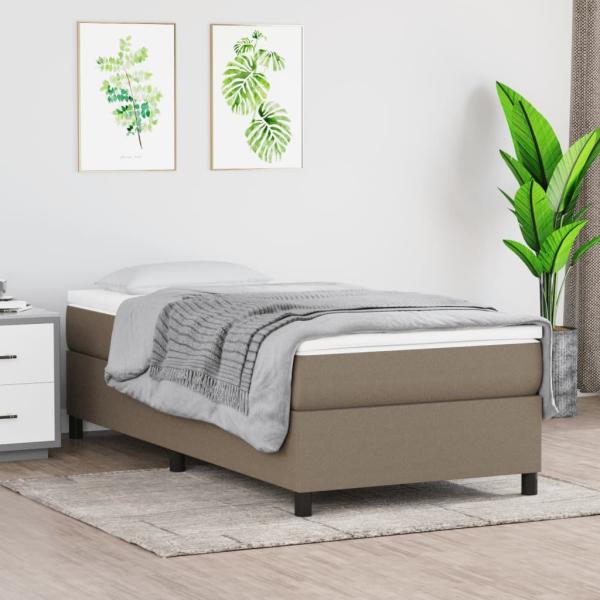 vidaXL Boxspringbett mit Matratze Taupe 90x200 cm Stoff 3144395