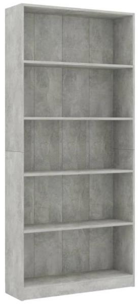 vidaXL Bücherregal 5 Fächer Betongrau 80x24x175 cm Holzwerkstoff 800922