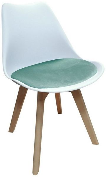 HTI-Living Esszimmerstuhl Stuhl Atlanta Weiß, Velvet Türkis (Set, 1 St), Esszimmerstuhl Kunststoffschale Samtbezug Holzfüße