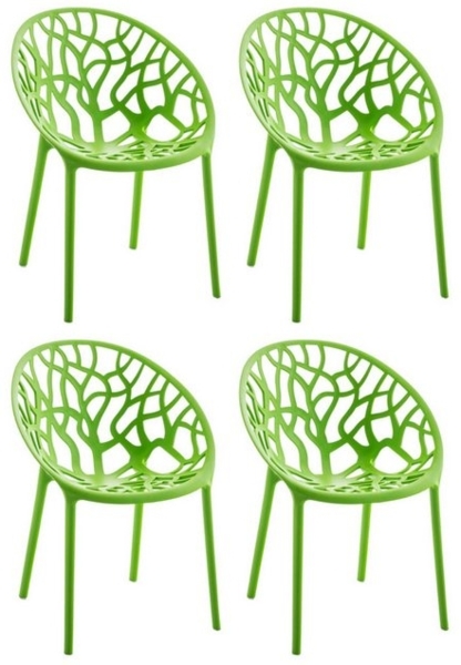 TPFLiving Besucherstuhl Holle - bequemer Stuhl im Retro-Look (Besucherstuhl - Sitzfläche und Rückenlehne aus Kunststoff, 4 St), Maße (TxBxH): 80 x 59 x 60cm - Farbe: grün