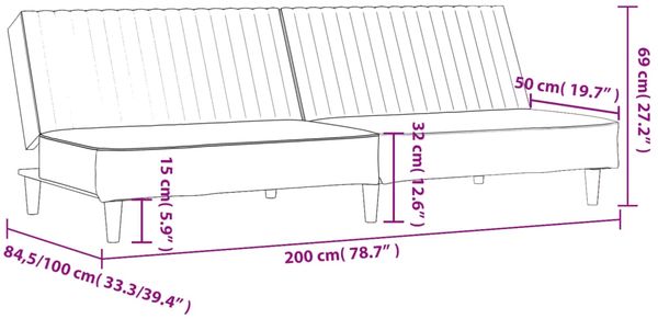 vidaXL Schlafsofa 2-Sitzer Dunkelgrau Samt 375927 Bild 11