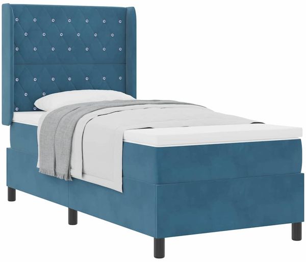 vidaXL Boxspringbett mit Kopfteil Blau 90 x 200 cm Samt 3341940