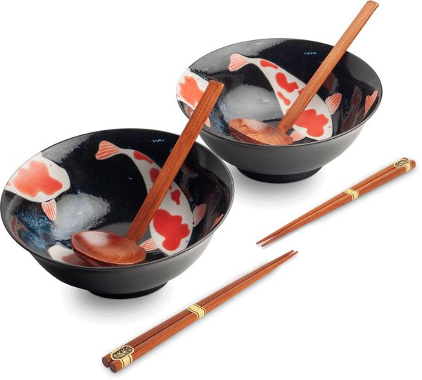 WestCraft Suppenschale Koi-Bowls ASIATICA, Ramen Bowl Schalen aus Porzellan, versch. Größen, Porzellan, Hochwertig, asiatische Reis-, Nudel-, Tapas-, Udon-, Müsli-Schüssel