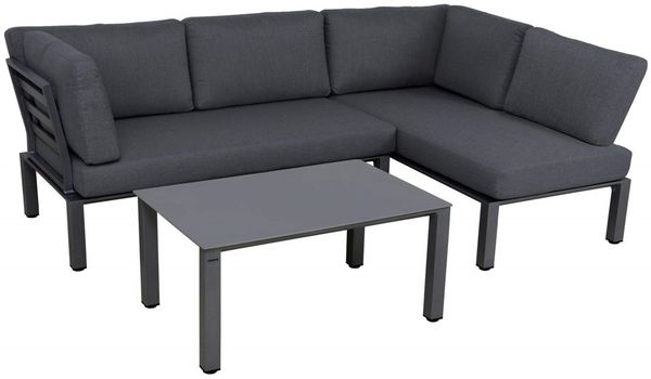 elGiga | MWH Lounge-Set Widoo wetterfestes Gartenmöbelset aus Aluminium - eisengrau