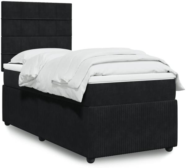 vidaXL Boxspringbett mit Matratze Schwarz 90x190 cm Samt 3292216