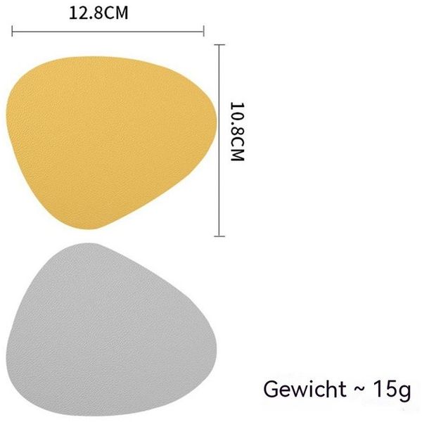 GLIESE Platzset Tischsets und Untersetzer aus Leder Grau-Gelb 4er-Set, abwaschbare, (4-St)