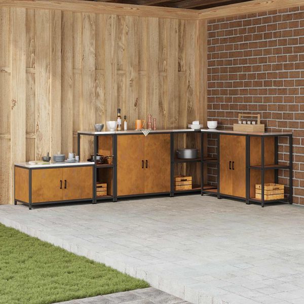 Küchenaufbewahrung, BuffetSchrank mit Regal Rostig 30x50x92 cm Stahl