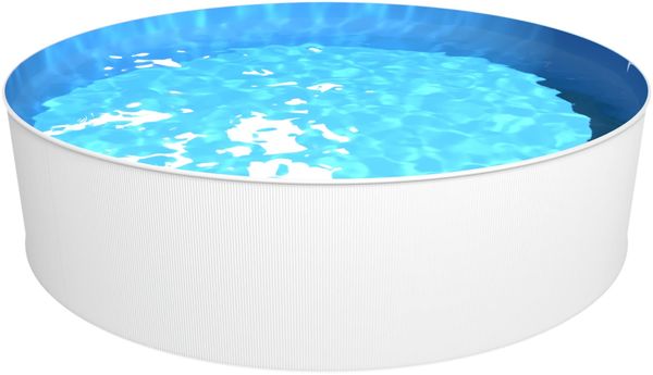 Steinbach Stahlwandpool New Splasher Secure – 011002 – Ø 350x90 m – Runder Pool in Weiß und blauer Innenfolie für bis zu 7.800 l Wasserinhalt – Mit Einhänge-Kartuschenfilteranlage und Leiter