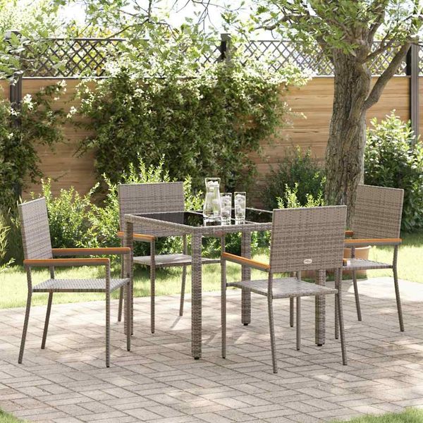 vidaXL Garten Essgruppe 5 pcs Grau Poly-Rattan 3365388