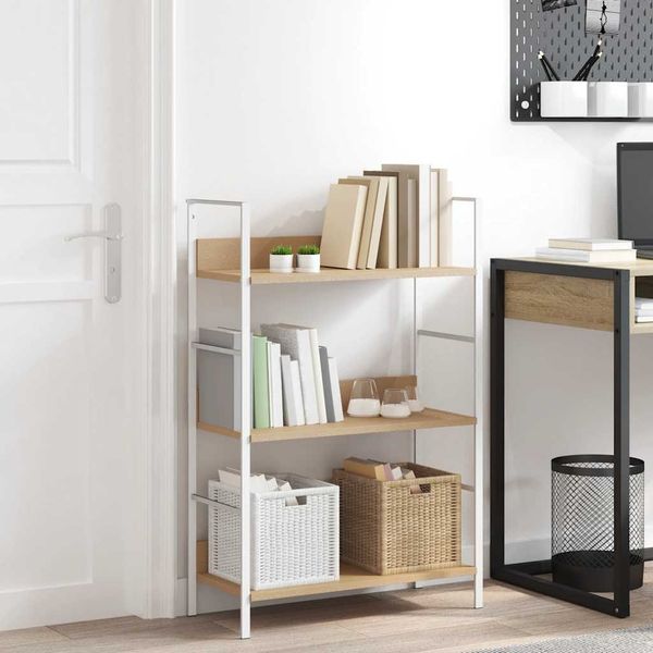 Bücherregal 3 Regalböden Eiche-Optik 60×27,6×90,5 cm Spanplatte, Anzahl Fächer: 3 [288221]