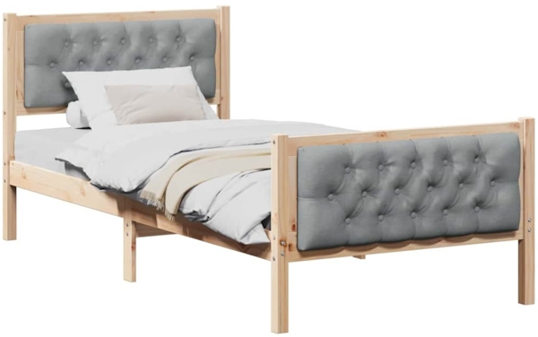 vidaXL Bettrahmen Hellgrau 90 x 200 cm Massives Kiefernholz 878424 Bild 2