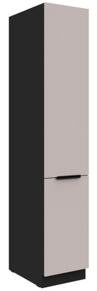 Küchen Hochschrank 40 cm ARONA Kaschmir beige + Schwarz matt Küchenzeile Küchenblock Küche