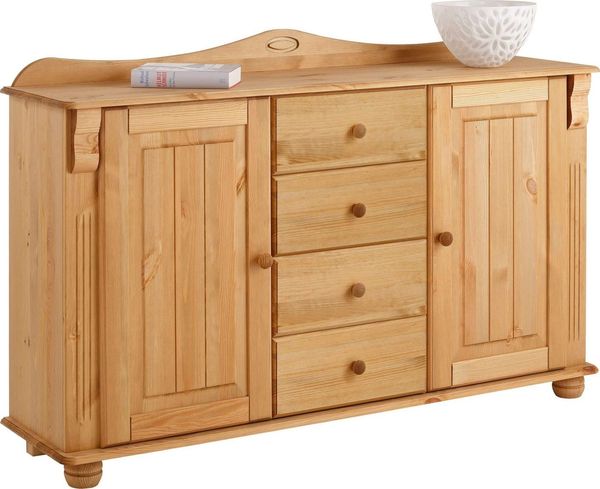 OTTO home Kommode Sideboard, Anrichte, mit 3 Schubladen, 2 Türen, aus massiver Kiefer, Breite 130 cm