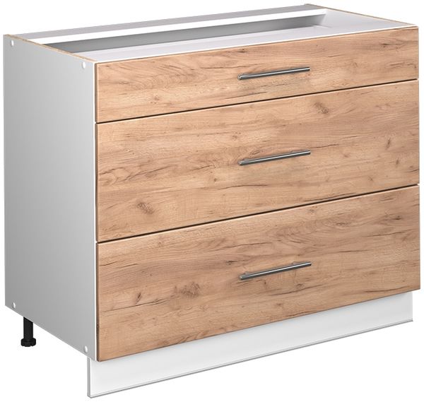 Küchenunterschrank Fame-Line Goldkraft Eiche/Weiß 100 cm, AP Eiche Vicco