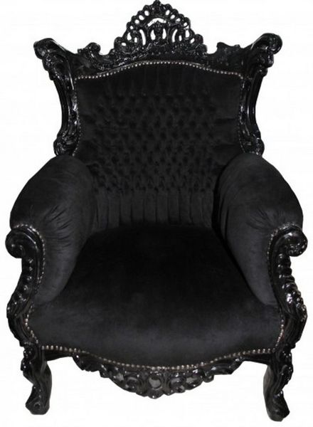 Casa Padrino Sessel Barock Sessel Al Capone Schwarz-Schwarz