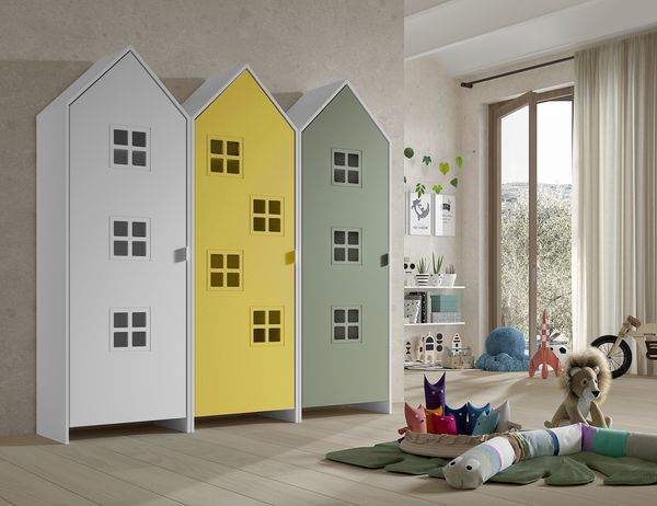 Schrank Casami Bruges 37 x 172,8 x 171,3 cm MDF Weiß Grün Gelb
