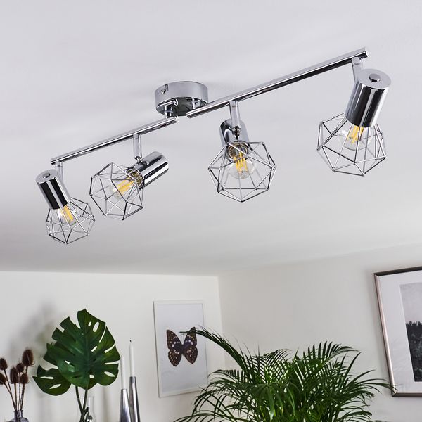 hofstein Deckenleuchte »Conco« Deckenlampe aus Metall in chrom, ohne Leuchtmittel, 3000 Kelvin, mit verstellbaren Strahlern, 4xE14, moderner Spot mit Gittern