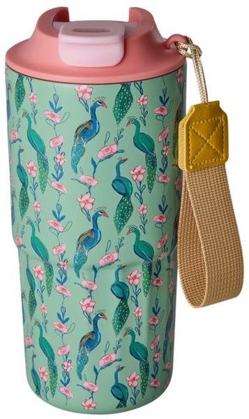 rice Trinkflasche Rice Edelstahl Trinkflasche 550 ml – Pfau Print Grün – BPA-frei