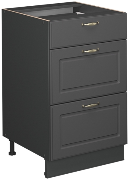 Küchenunterschrank Fame-Line Anthrazit-Gold Landhaus 50 cm ohne Arbeitsplatte Vicco