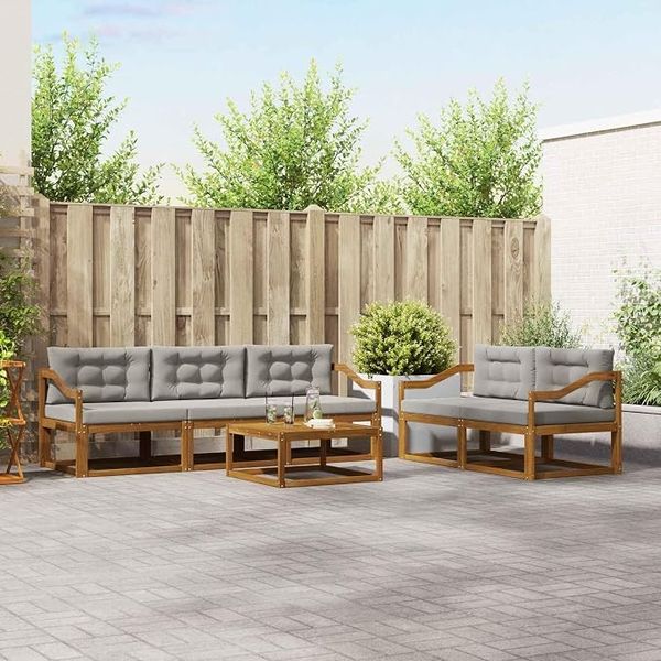 IKAYAA Garten-Sofa-Set aus massivem Holz – wetterfeste Ecksitzgruppe für den Außenbereich