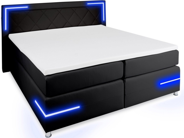 wonello Boxspringbett Arizona, mit LED Beleuchtung und Topper, wahlweise mit Bettkasten Bild 2