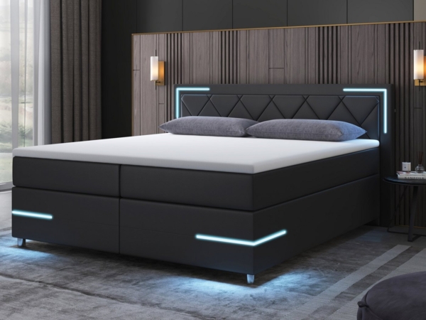 wonello Boxspringbett Arizona, mit LED Beleuchtung und Topper, wahlweise mit Bettkasten Bild 5