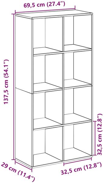 vidaXL Raumteiler-Bücherregal Sonoma-Eiche 69,5x29x137,5 cm 858023 Bild 11