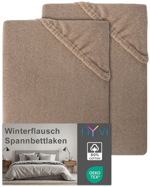 NYVI Spannbettlaken Spannbettlaken DreamScience Winterflausch für Matratzen bis 22 cm Höhe, Feinbiber, Gummizug: rundum, (2 Stück), Wärmendes & Kuschelweiches Winter Bettlaken Spannbetttuch