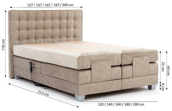 Boxspringbett Elektrisch Schlafzimmerbett MAXIMA 140x200cm in Stoff Türkisblau Bild 4